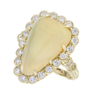47705O Unique Opal & Diamond Ring in 14KT Yellow Gold