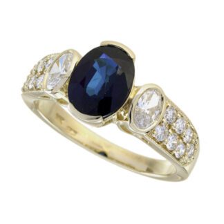 5895S Unique Sapphire & Diamond Ring in 14KT Yellow Gold