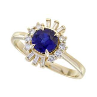 5900S Unique Natural Sapphire & Diamond Ring in 14KT Yellow Gold