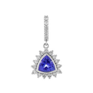 11522TZ Trillion Tanzanite & Diamond Pendant in 14KT Gold