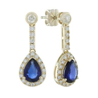 2083186S Vintage Sapphire & Diamond Dangle Earrings in 14KT Gold