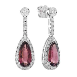 20831PT Vintage Pink Tourmaline & Diamond Earrings in 14KT Gold
