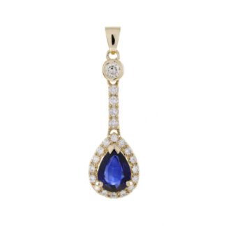 208322S Sapphire & Diamond Pendant in 14KT Yellow Gold