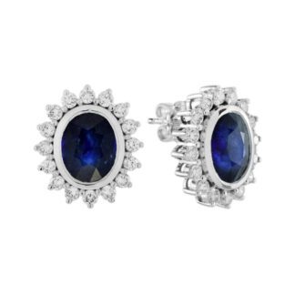 224410S Sapphire & Diamond Earrings Set in 14KT White Gold