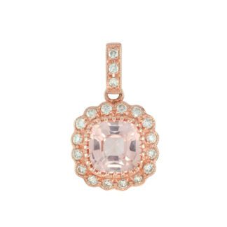 40052M Morganite & Diamond Pendant in 14KT Rose Gold