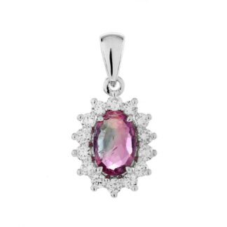 45912PT Pink Tourmaline & Diamond Pendant in 14KT Gold