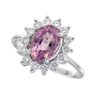 4591PT Pink Tourmaline & Diamond Ring in 14KT White Gold