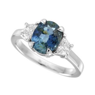 4719S Ceylon Sapphire & Diamond Ring in 14KT White Gold