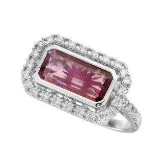 47693PT Pink Tourmaline & Diamond Ring in 14KT White Gold