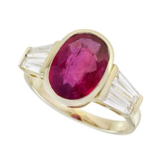 5771R Natural Ruby & Diamond Ring in 14KT Yellow Gold