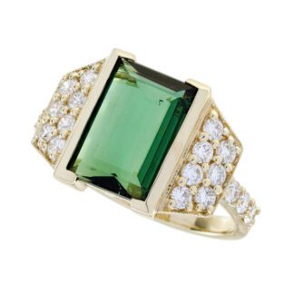 5934GT Green Tourmaline & Diamond Ring in 14KT Gold