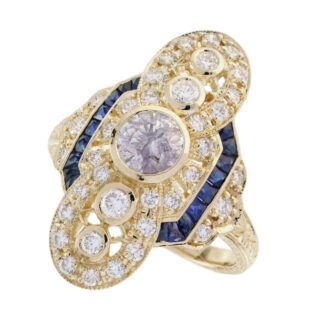 209314S Vintage Sapphire & Diamond Ring in 14KT Yellow Gold