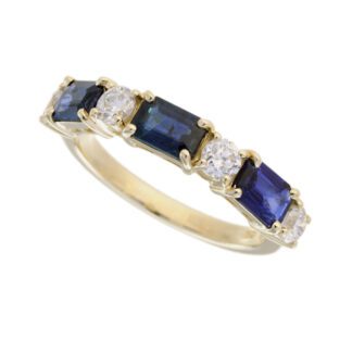 4722S-Y Band with Sapphires & Diamonds in 14KT Yellow Gold