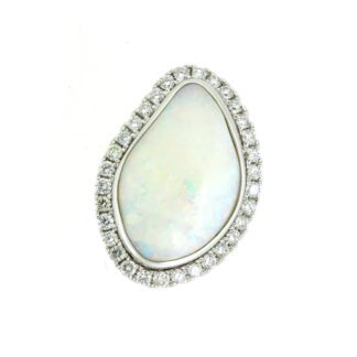 87901OCoober Pedy Opal & Diamond Ring in 14KT White Gold