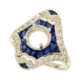 3610S-Y Vintage Semi-mount with Sapphire & Diamond in 14KT Gold