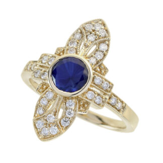 529323S-Y Vintage Sapphire & Diamond Ring in 14KT Gold