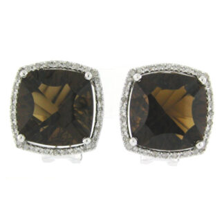 6003181ST Smokey Topaz & Diamond Earrings in 10KT White Gold