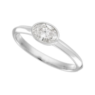 6069-W Bezel Set Oval Diamond in 10KT White Gold