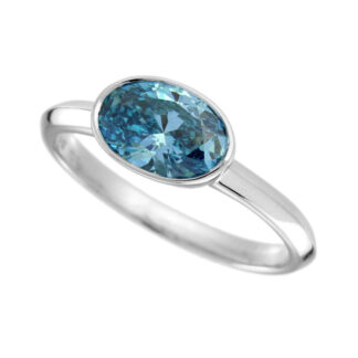 6077Bezel Set Blue Lab Diamond in 10KT White Gold