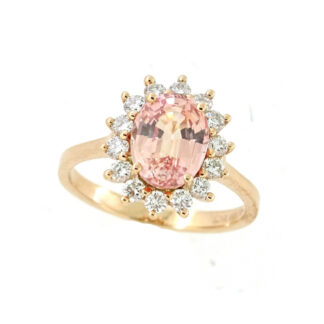 888597Morganite & Diamond Halo Ring in 14KT Rose GoldM