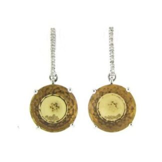 A stunning pair of Whiskey Quartz & Diamond Earrings 18KT encrusted with diamonds.
