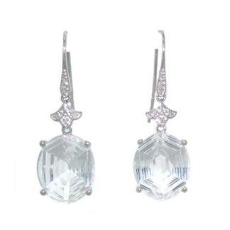 White Topaz & Diamond Earrings in 18KT Gold with White Topaz and Diamonds.