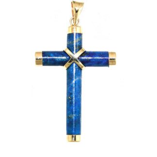 7708L Lapis Lazuli Cross in 14KT Gold