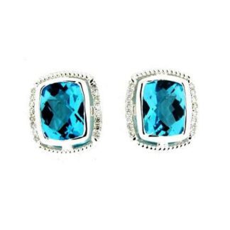 Blue topaz and diamond stud earrings.